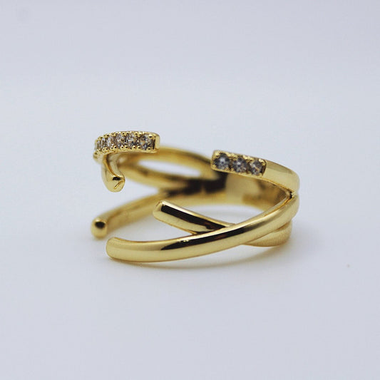 Triple Band Crossover Open Ring