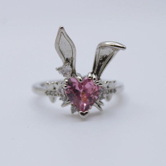 Y2K Bunny Pink Gems Ring