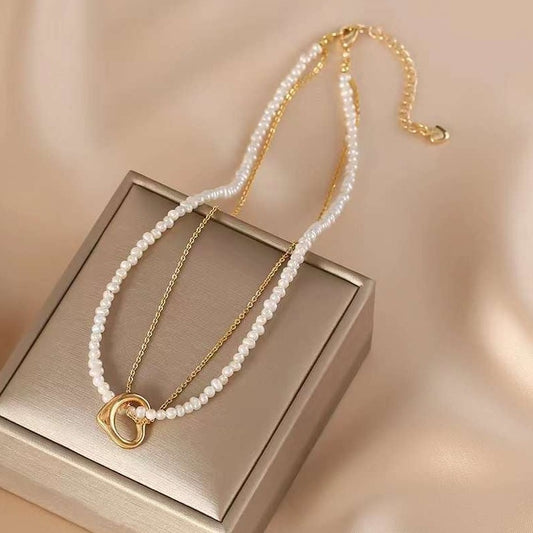 Pearl Bead Pendant Heart Necklace